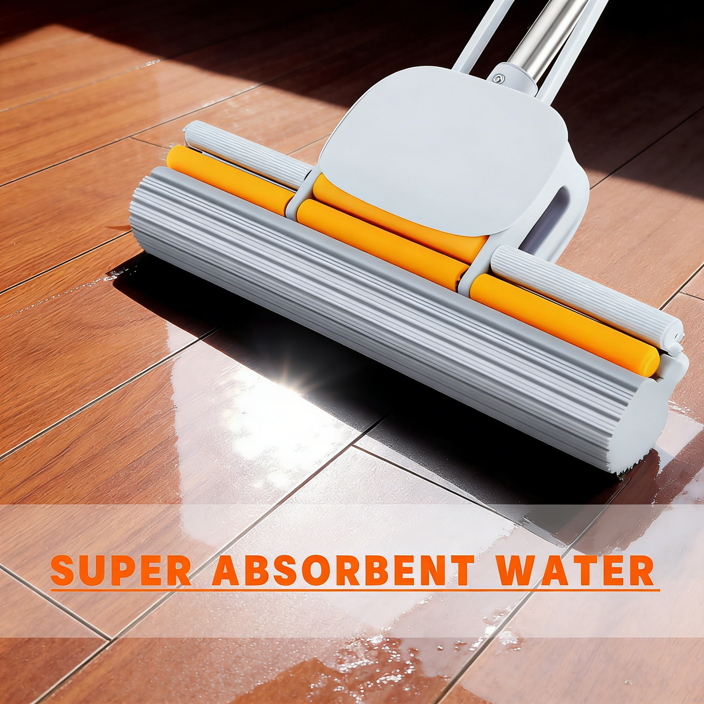 Double Roller Squeegee Mop with Adjustable Height & Super Absorbent PVA Head