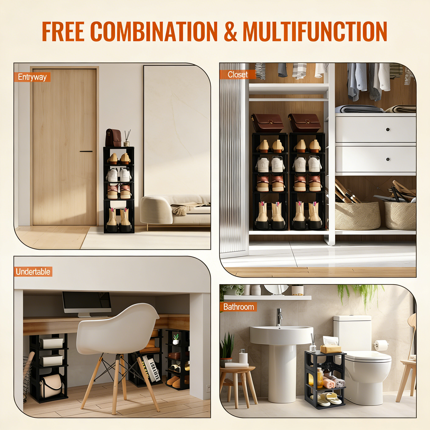 Adjustable Height Multi-Layer Shoe Rack Organizer