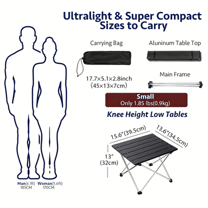 Ultralight Aluminum Folding Camping Table (1.85 lbs)