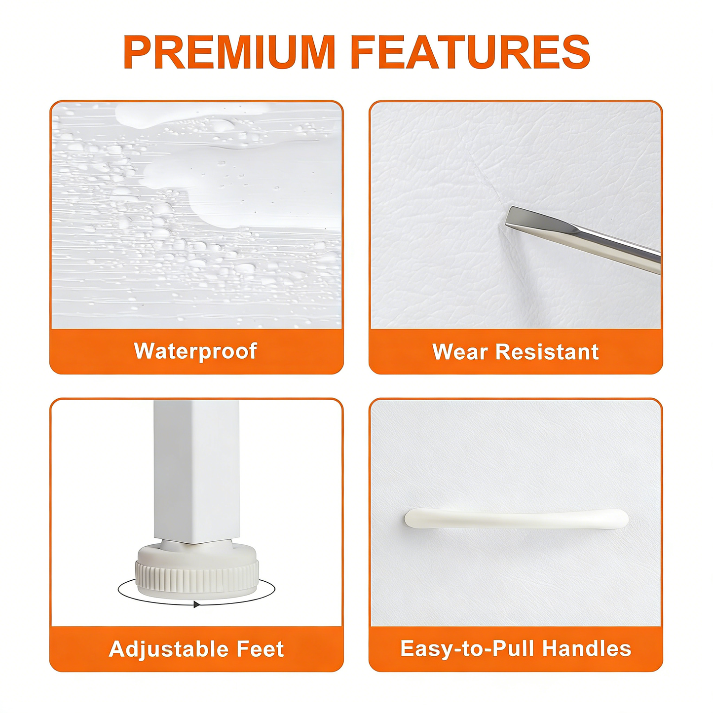 2-Drawer Fabric Storage Nightstand with Adjustable Feet & Waterproof Surface