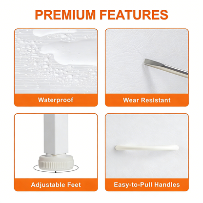 2-Drawer Fabric Storage Nightstand with Adjustable Feet & Waterproof Surface