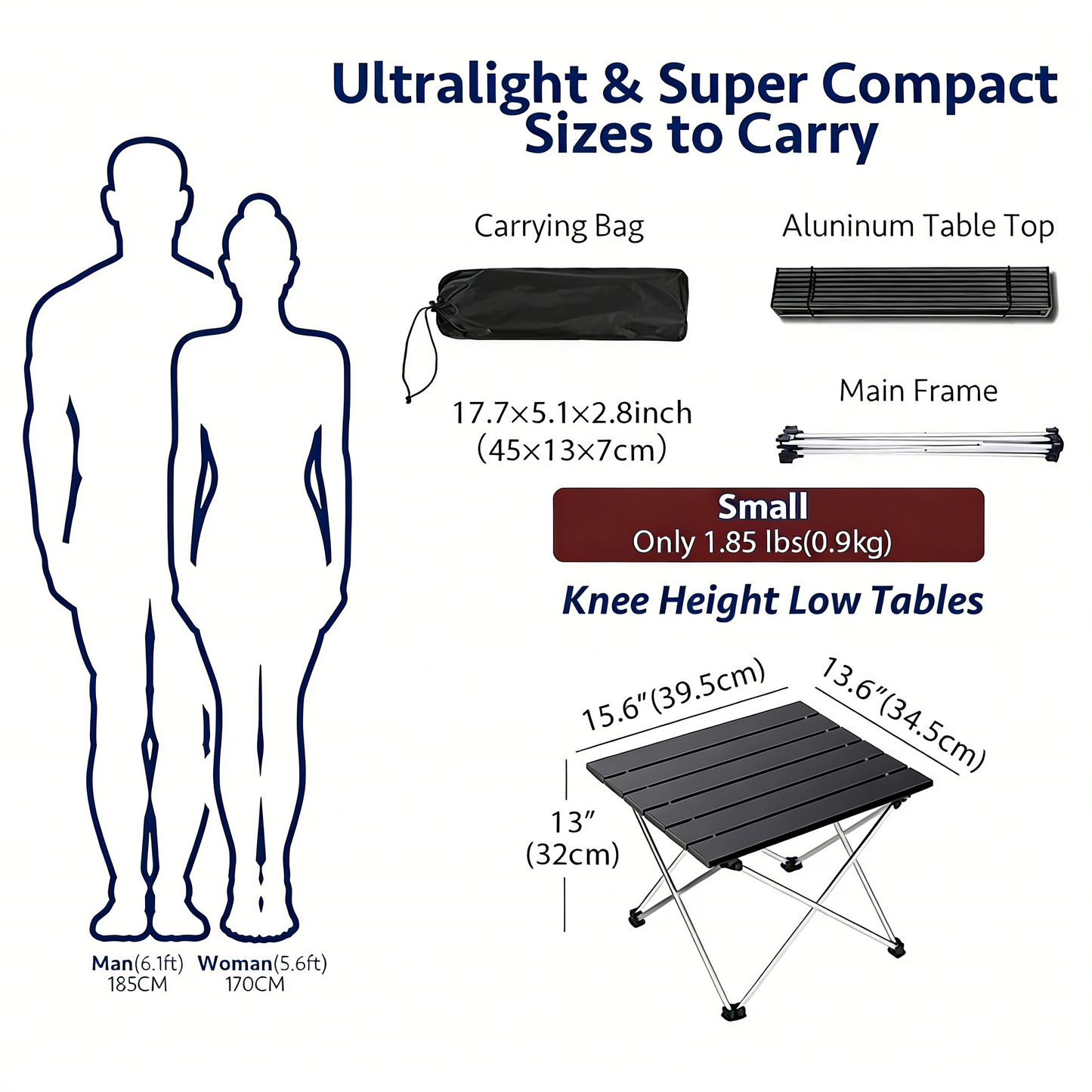 Ultralight Aluminum Folding Camping Table (1.85 lbs)