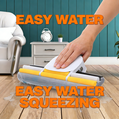 Double Roller Squeegee Mop with Adjustable Height & Super Absorbent PVA Head