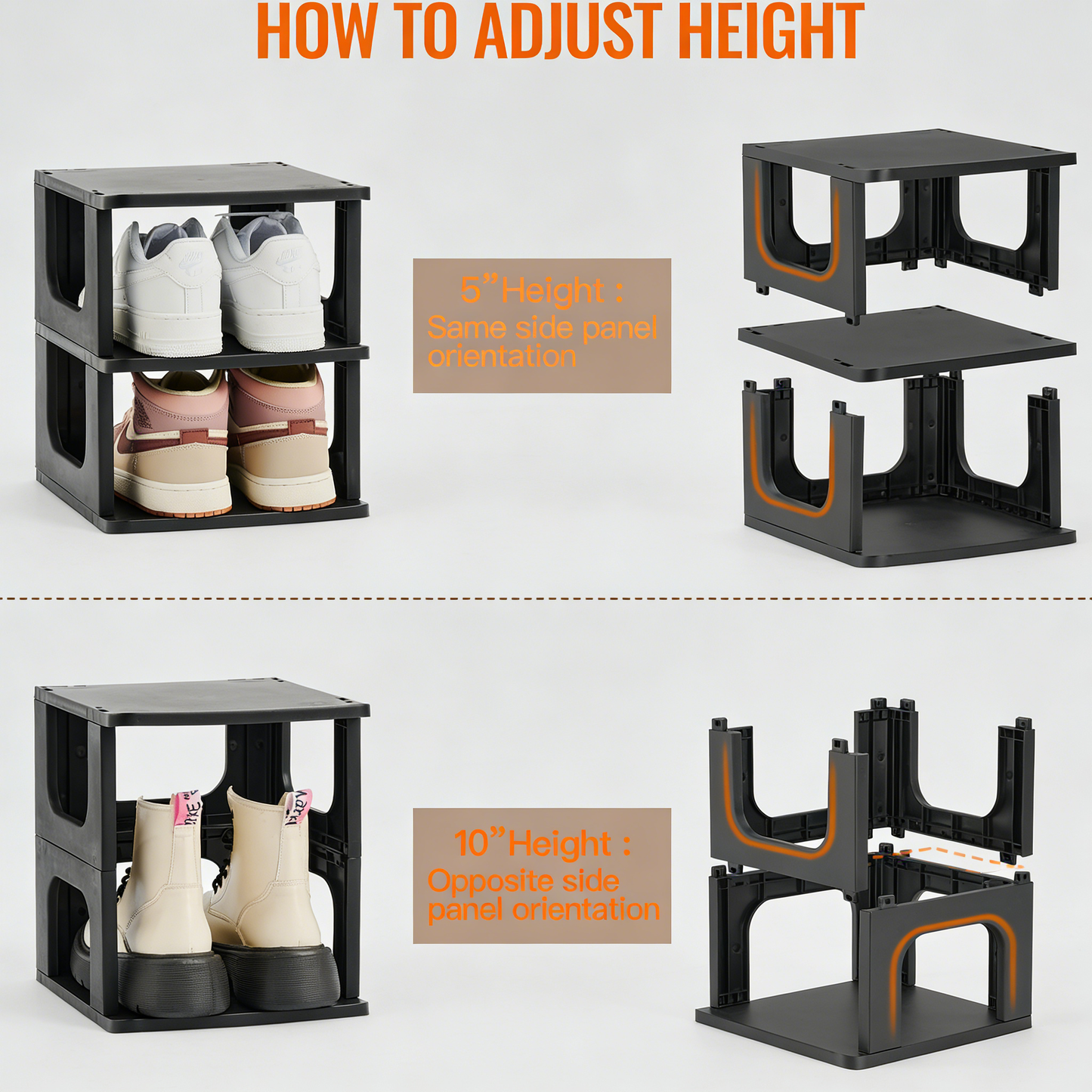 Adjustable Height Multi-Layer Shoe Rack Organizer