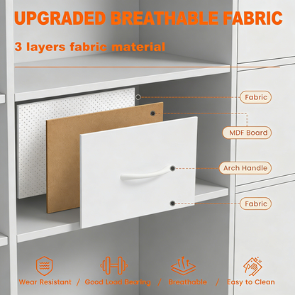 2-Drawer Fabric Storage Nightstand with Adjustable Feet & Waterproof Surface