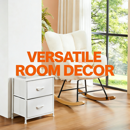 2-Drawer Fabric Storage Nightstand with Adjustable Feet & Waterproof Surface