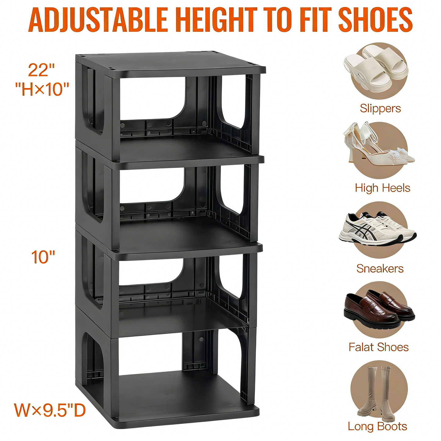 Adjustable Height Multi-Layer Shoe Rack Organizer